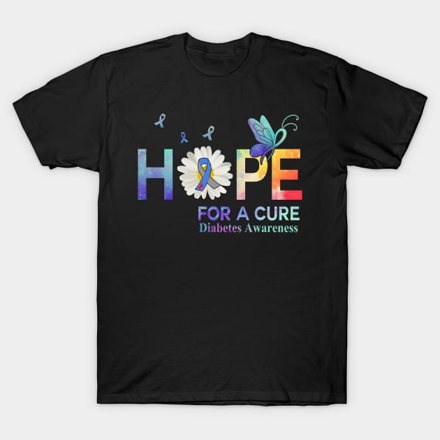 Hope For A Cure  Butterfly Flower diabetes T-Shirt by HomerNewbergereq